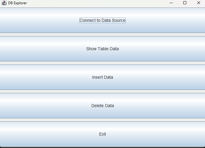 Java Swing DB Explorer Operations Menu